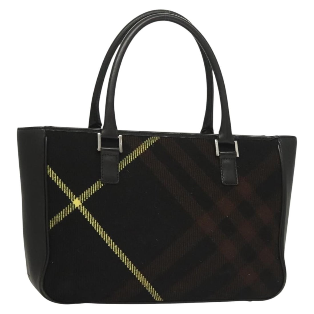 Burberry Nova Check wool black silver handbag: Burberry Nova Check wool black silver handbag This Burberry Nova Check handbag is crafted from wool in a striking black and silver color combination. Designed for women, it features a classic silhouet