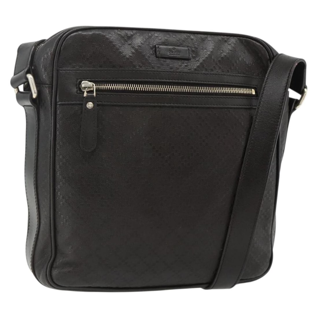 Gucci Diamante Leather Shoulder Bag Dark Brown Silver 201448: Gucci Diamante Leather Shoulder Bag Dark Brown Silver 201448 This is a GUCCI Diamante shoulder bag crafted from dark brown leather with silver-tone accents. The bag features a structured silhouette wi