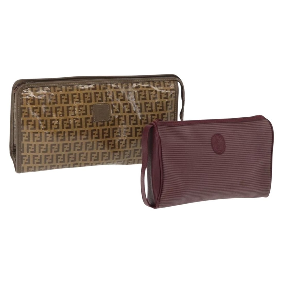 Saint Laurent Beige Bordeaux Zucchino Canvas Clutch Bag Two Piece Set (1 of 16)