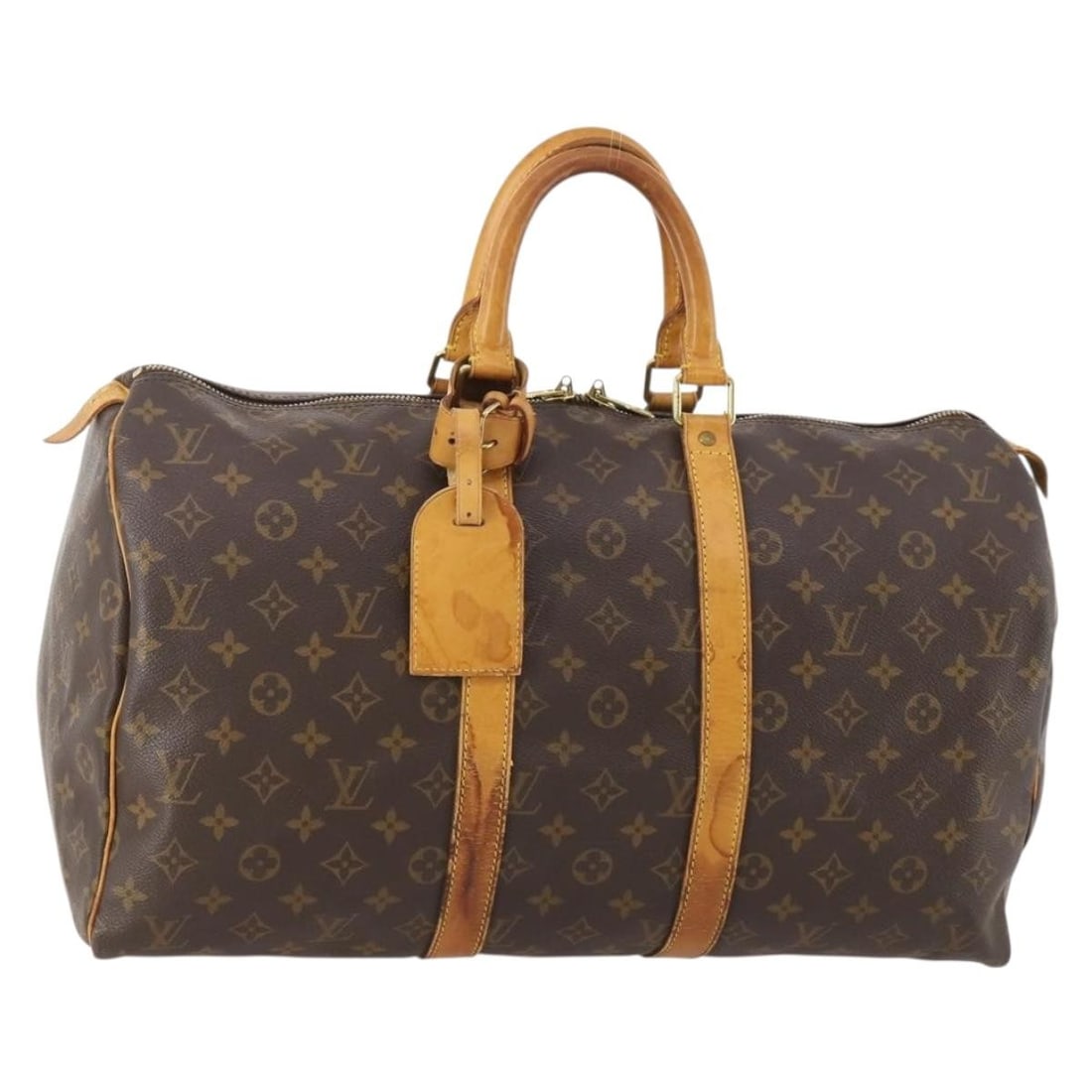 Louis Vuitton M41428 Keepall 45 Monogram Canvas Boston Bag: Louis Vuitton M41428 Keepall 45 Monogram Canvas Boston Bag Louis Vuitton Keepall 45 Boston Bag in Monogram Canvas, made in France. This women's bag features the Monogram exterior and comes with a name