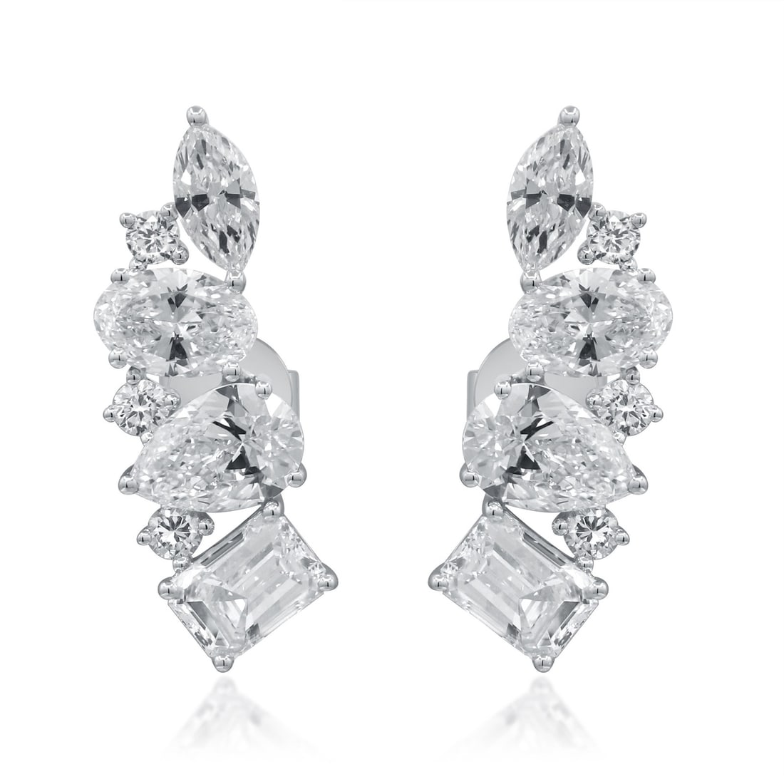 Unbranded Ear Climber White Gold Lab Grown Diamond Earrings 3.45 ctw (1 of 3)