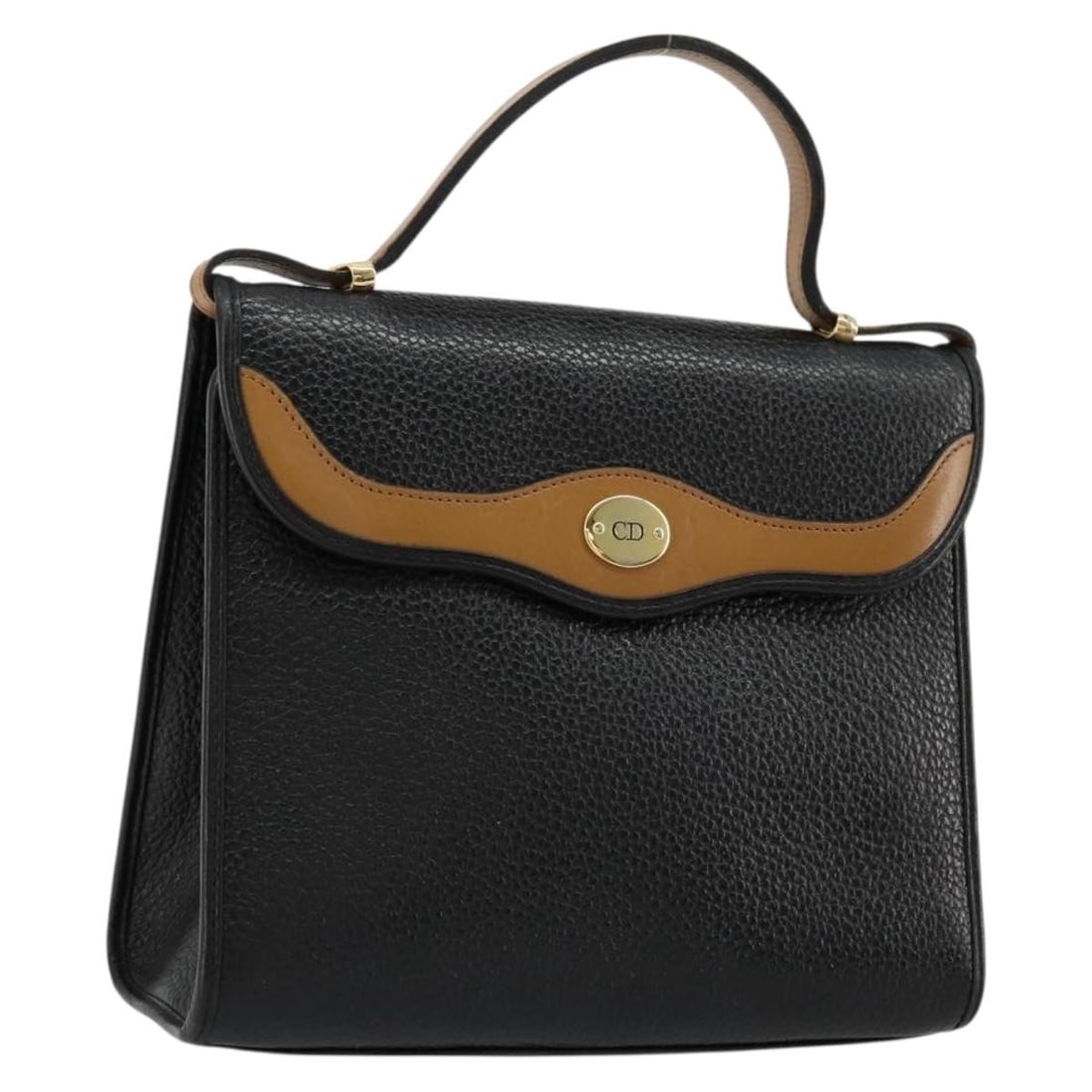 Christian Dior black leather handbag gold accents France: Christian Dior black leather handbag gold accents France This Christian Dior hand bag is crafted from black and gold leather and features a structured silhouette. Designed for women, the bag was made 
