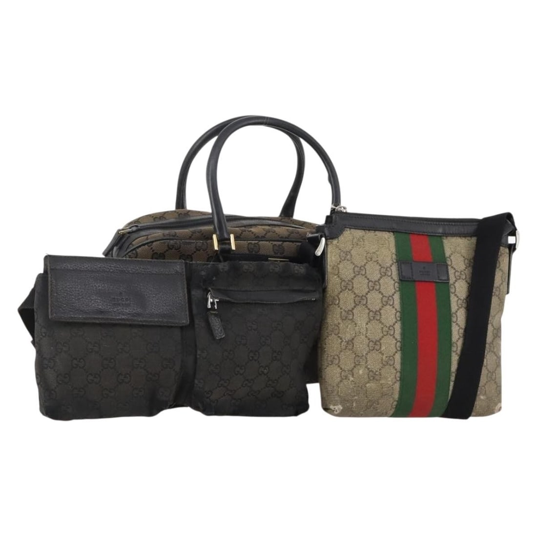 Set of 3 Gucci GG Supreme Canvas Shoulder Bags Beige Brown: Set of 3 Gucci GG Supreme Canvas Shoulder Bags Beige Brown A Gucci GG Canvas shoulder bag in beige and brown, made in Italy. The item is part of a special set offer and is described as heavily used, w
