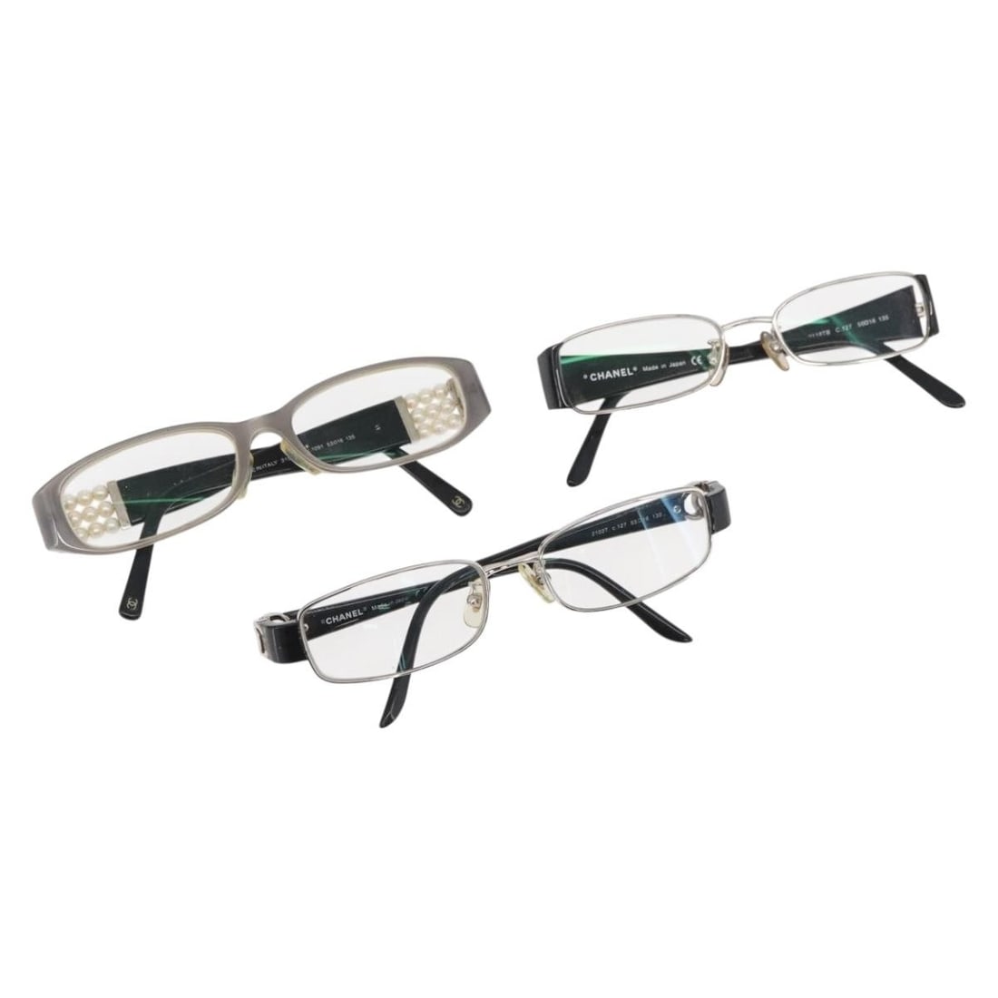 3 Piece Chanel Plastic Glasses Set Gray Black with Case (1 of 18)