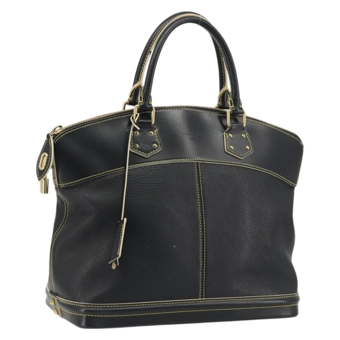 Louis Vuitton M91888 Suhari Lockit PM Black Leather Handbag: Louis Vuitton M91888 Suhari Lockit PM Black Leather Handbag Louis Vuitton Suhari Lockit PM hand bag in black leather, made in France. The bag comes with a padlock, two keys, and a clochette. It is ide