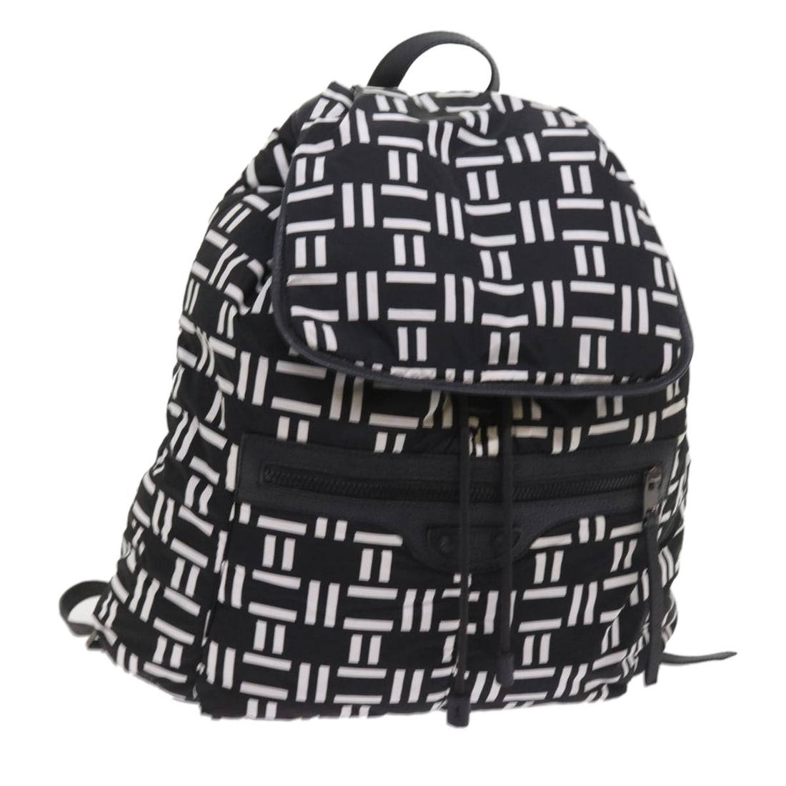 Balenciaga 340139 Nylon Backpack in Black and White: Balenciaga 340139 Nylon Backpack in Black and White Balenciaga Traveler backpack in black and white nylon. This women's backpack includes a dust bag and is made in Italy. Condition is heavily used, wi