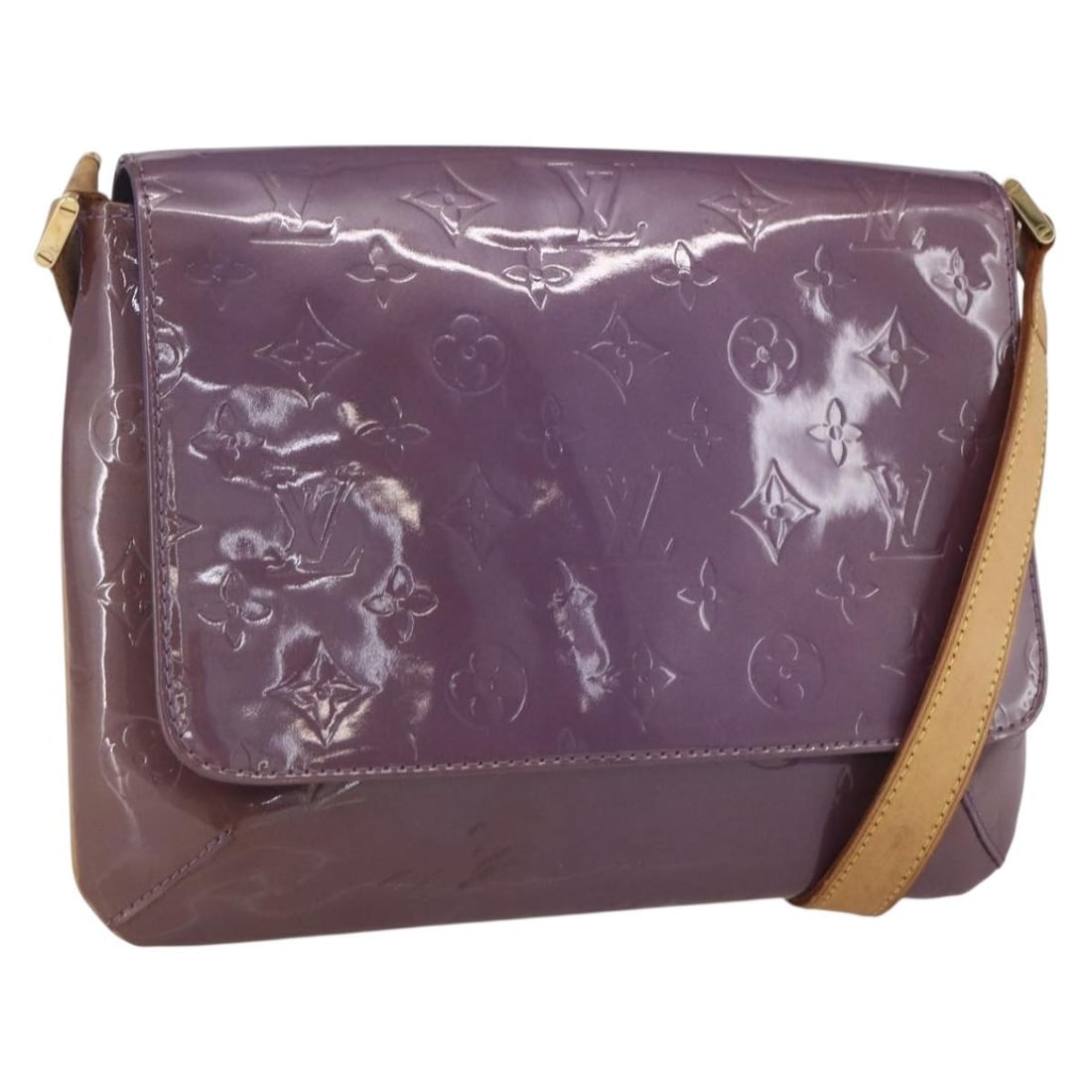 Louis Vuitton Thompson Street Shoulder Bag Monogram Vernis Viole M91095: Louis Vuitton Thompson Street Shoulder Bag Monogram Vernis Viole M91095 Louis Vuitton Monogram Vernis Thompson Street shoulder bag in Viole, made from patent leather and manufactured in Spain. It feat