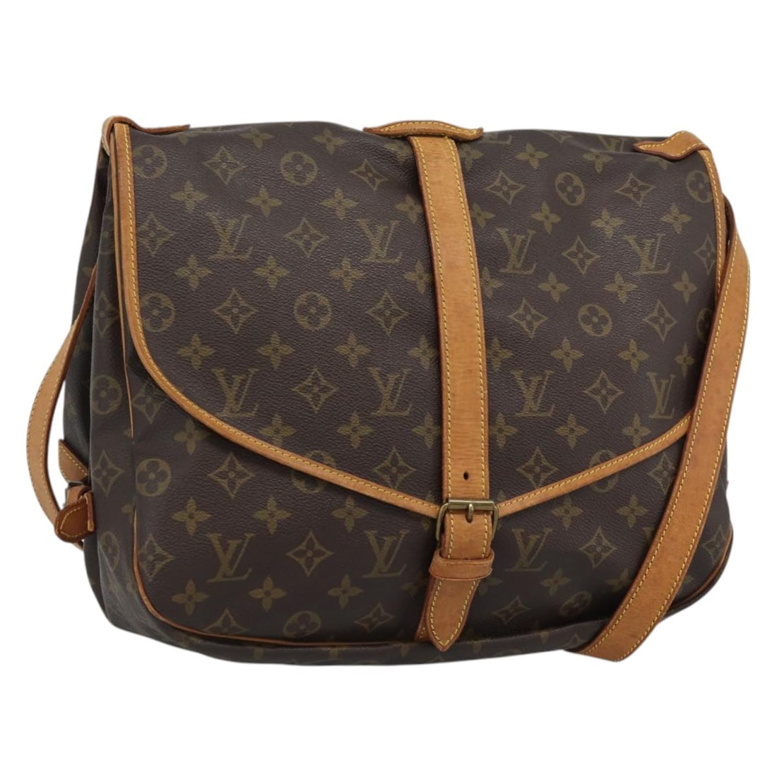 Louis Vuitton M42254 Saumur 35 Monogram Canvas Shoulder Bag: Louis Vuitton M42254 Saumur 35 Monogram Canvas Shoulder Bag Louis Vuitton Saumur 35 shoulder bag in Monogram Canvas, made in France. This pre-owned bag features the classic Monogram colorway and comes