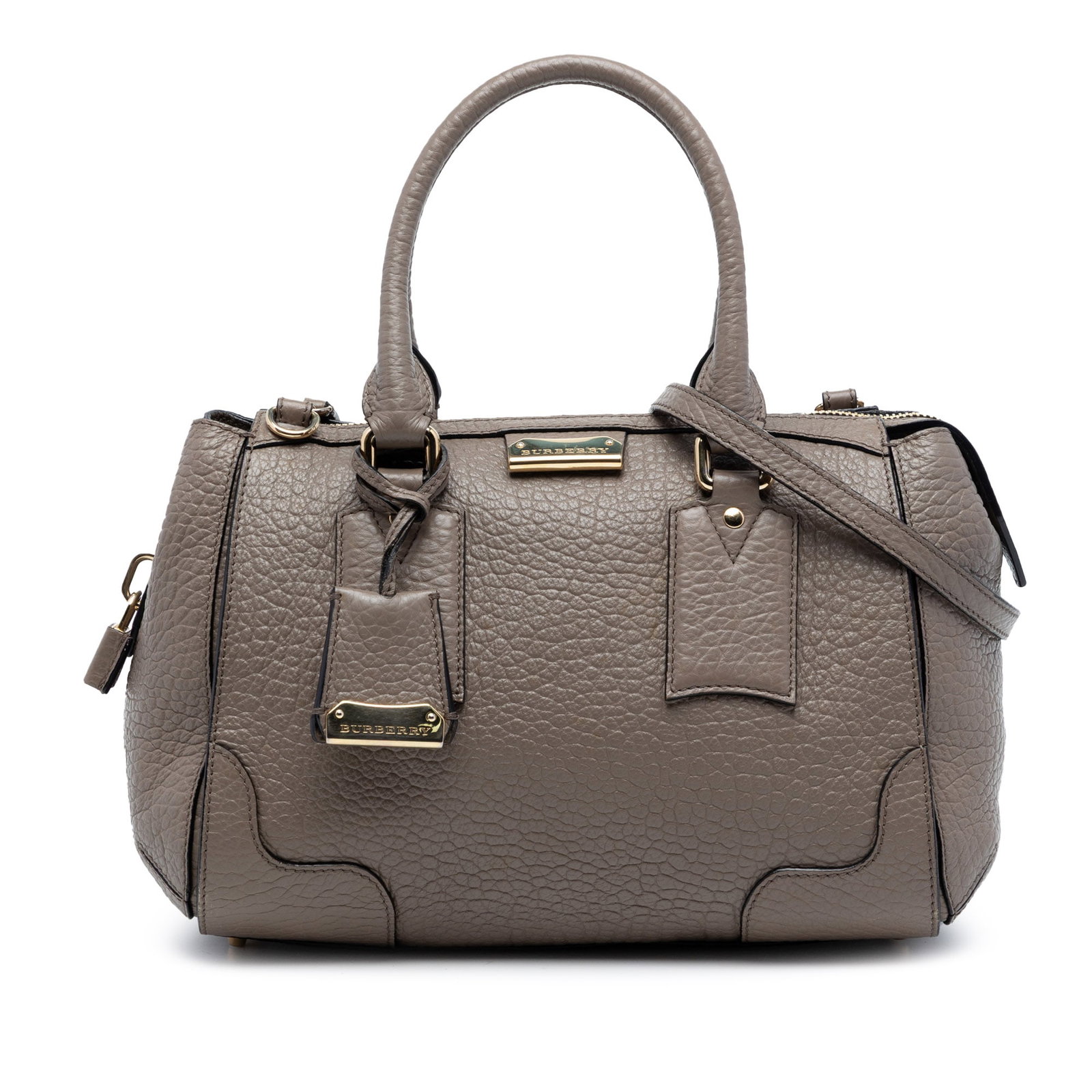 Burberry Heritage Gladstone Gray Leather Small Satchel with Adjustable Strap (1 of 7)