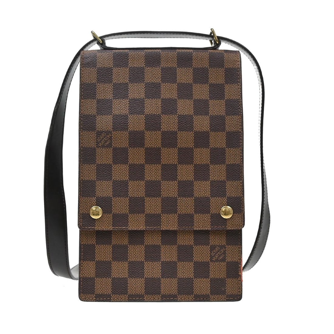 Louis Vuitton Portobello Damier Shoulder Bag Brown N45271 VI0010: Louis Vuitton Portobello Damier Shoulder Bag Brown N45271 VI0010 Vintage Louis Vuitton Portobello shoulder bag in Damier canvas and leather with an Ebene colorway. This medium shoulder bag features a 