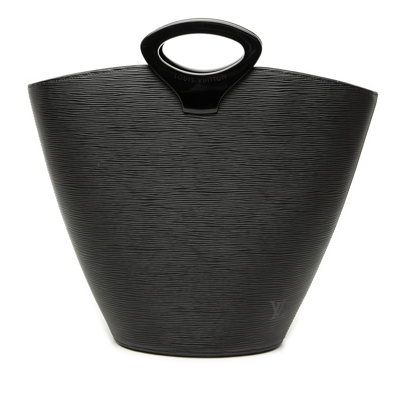 Louis Vuitton Epi leather Noctambule bag black acrylic handles: Louis Vuitton Epi leather Noctambule bag black acrylic handles This Louis Vuitton Epi Noctambule bag features a black epi leather exterior with acrylic handles, an open top design, and an interior sli