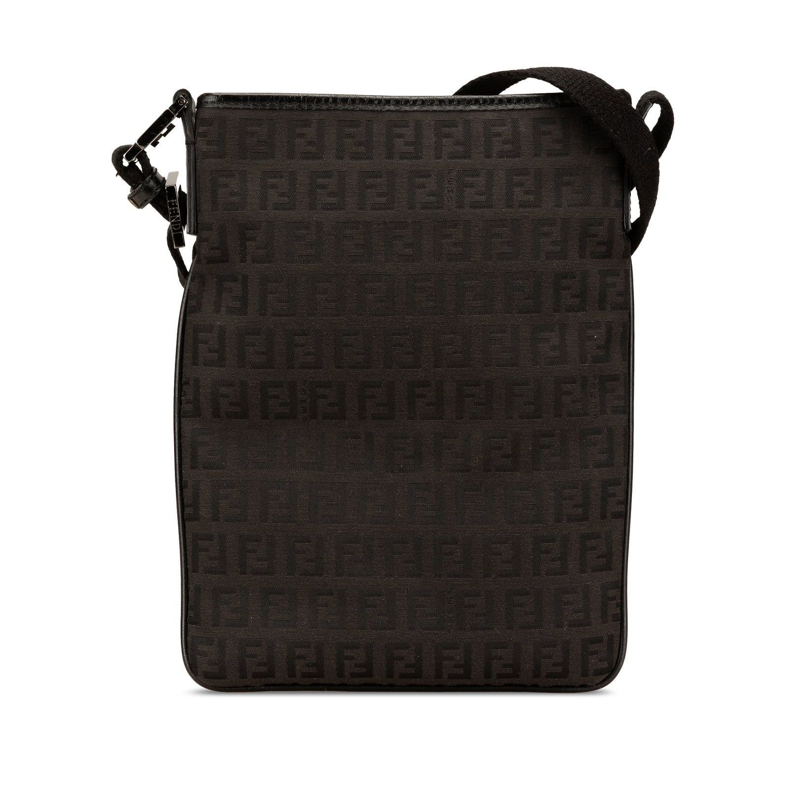 Fendi Zucchino Black Canvas Crossbody Bag Made in Italy: Fendi Zucchino Black Canvas Crossbody Bag Made in Italy This Fendi Zucchino Canvas Crossbody bag is a stylish accessory made from durable canvas with elegant leather trim. It features an adjustable fl