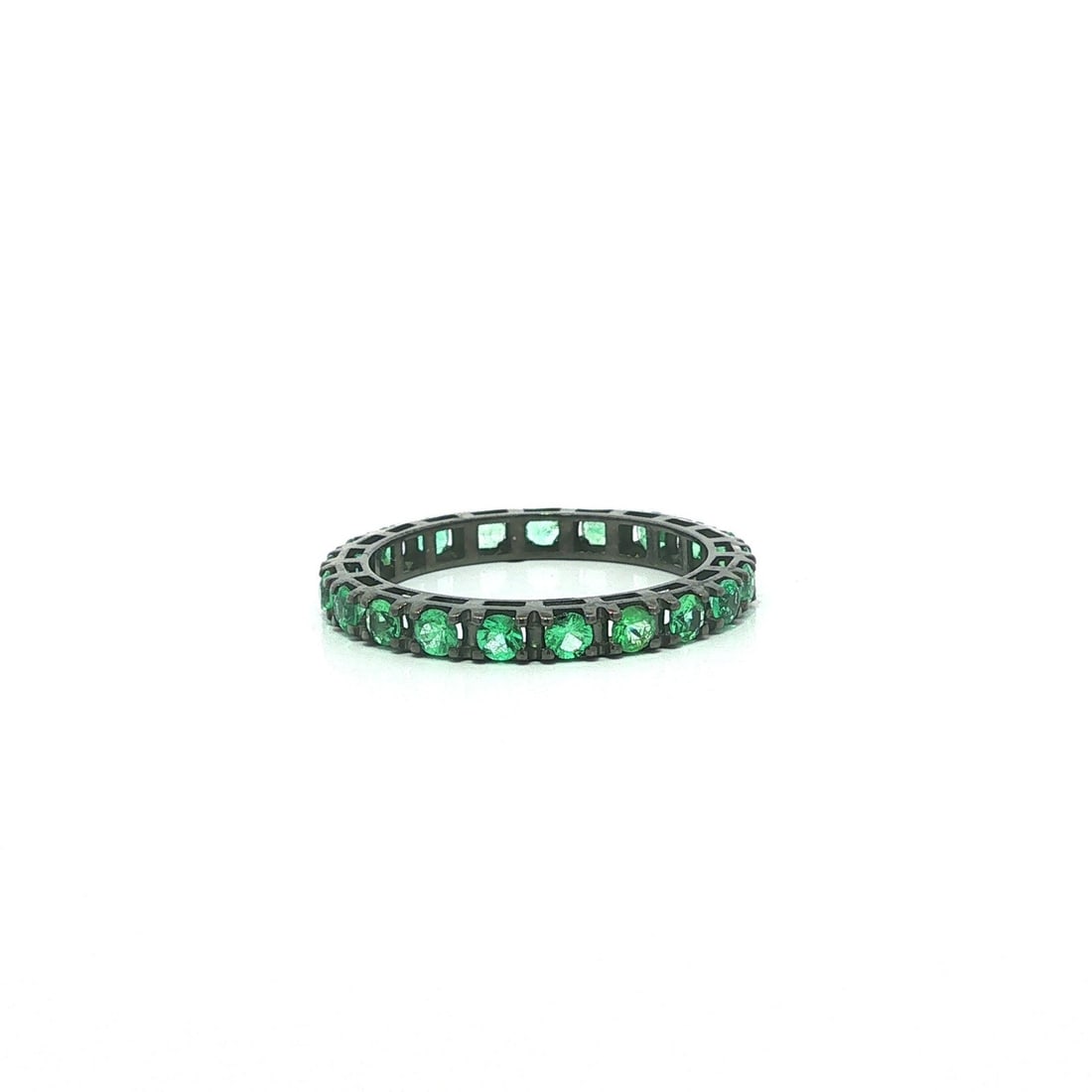 Unbranded Eternity Band Ring 18k White Gold Black Rhodium Emerald 0.95ctw (1 of 9)