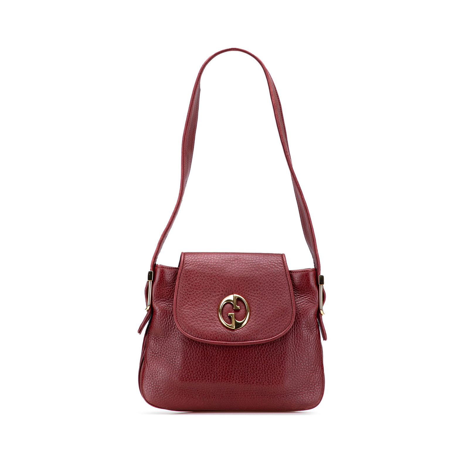 Gucci Red Leather 1973 Shoulder Bag with Magnetic Closure: Gucci Red Leather 1973 Shoulder Bag with Magnetic Closure Elevate your style with the Gucci 1973 Shoulder Bag, a stunning accessory crafted from high-quality leather. This eye-catching bag features a 