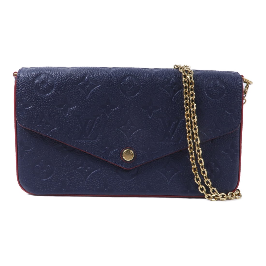 Louis Vuitton Pochette Felicie Monogram Empreinte Navy Shoulder Bag: Louis Vuitton Pochette Felicie Monogram Empreinte Navy Shoulder Bag A Louis Vuitton Pochette Felicie shoulder bag in Monogram Empreinte navy, crafted in calfskin (cowhide). This women's bag features a