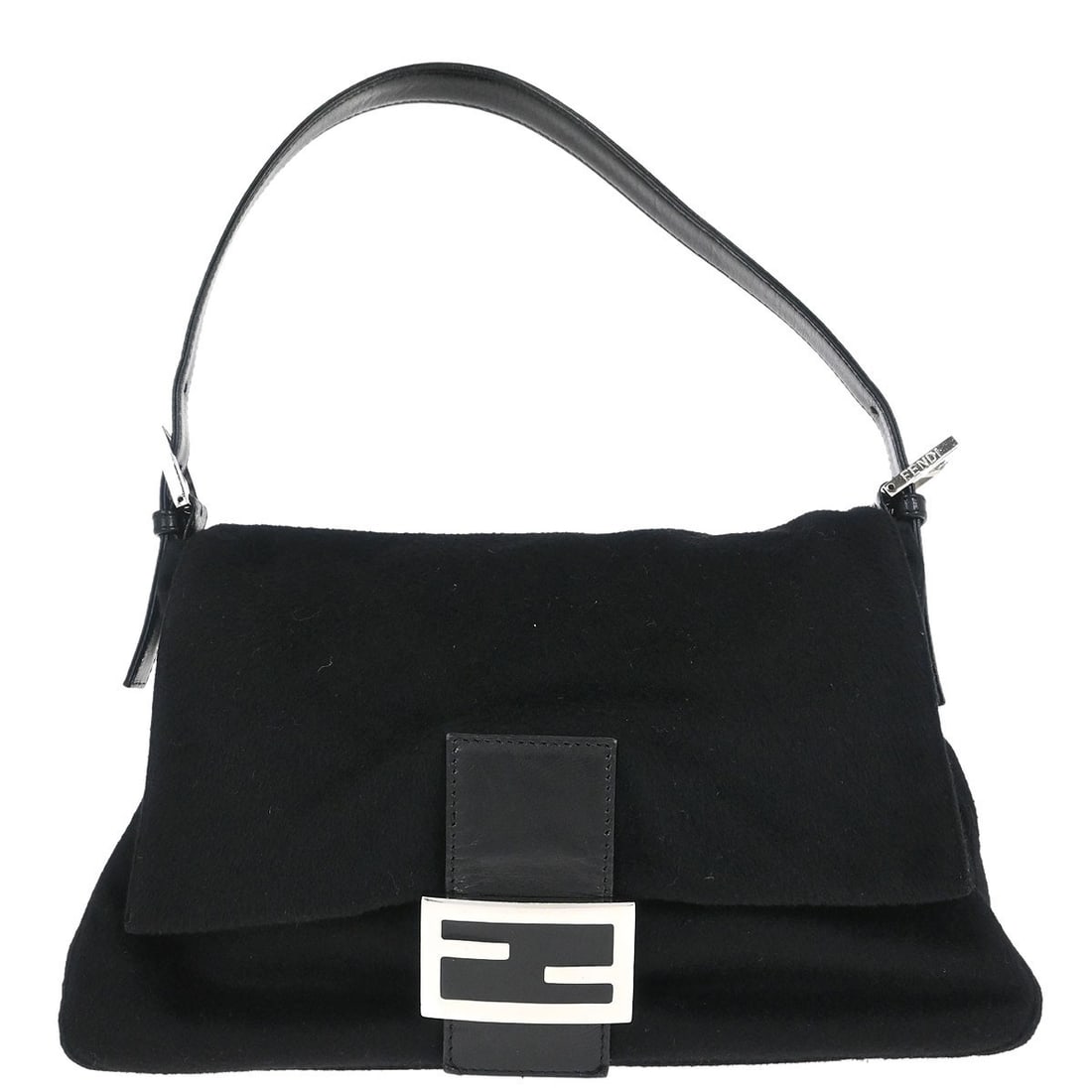 Fendi Mamma Baguette black cashmere shoulder bag with dust bag (1 of 10)