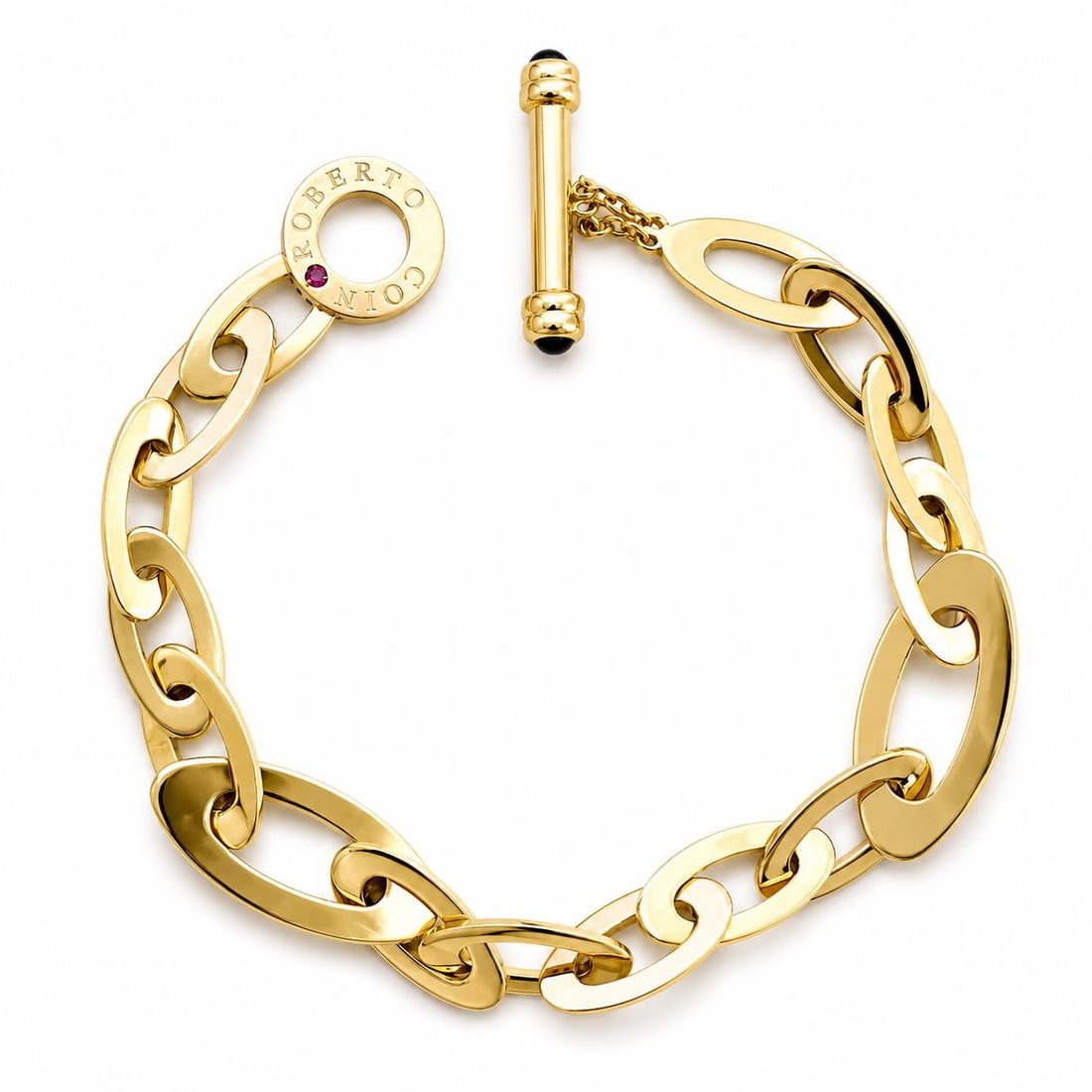 Roberto Coin 18k Rose Gold Paperclip Toggle Bracelet: Roberto Coin 18k Rose Gold Paperclip Toggle Bracelet This Roberto Coin bracelet is crafted from solid 18k rose gold and features an open paperclip link design with a toggle clasp. The bracelet is acce