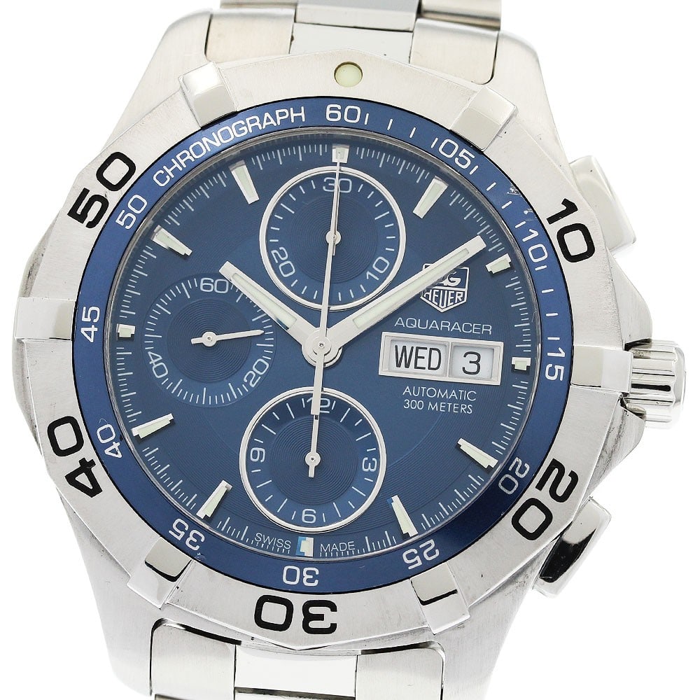 TAG Heuer Aquaracer CAF2012.BA0815 Mens Chronograph Day Date Watch: TAG Heuer Aquaracer CAF2012.BA0815 Mens Chronograph Day Date Watch TAG Heuer Aquaracer men's wristwatch, reference CAF2012.BA0815, with automatic movement and blue dial. It features day-date, chronogr