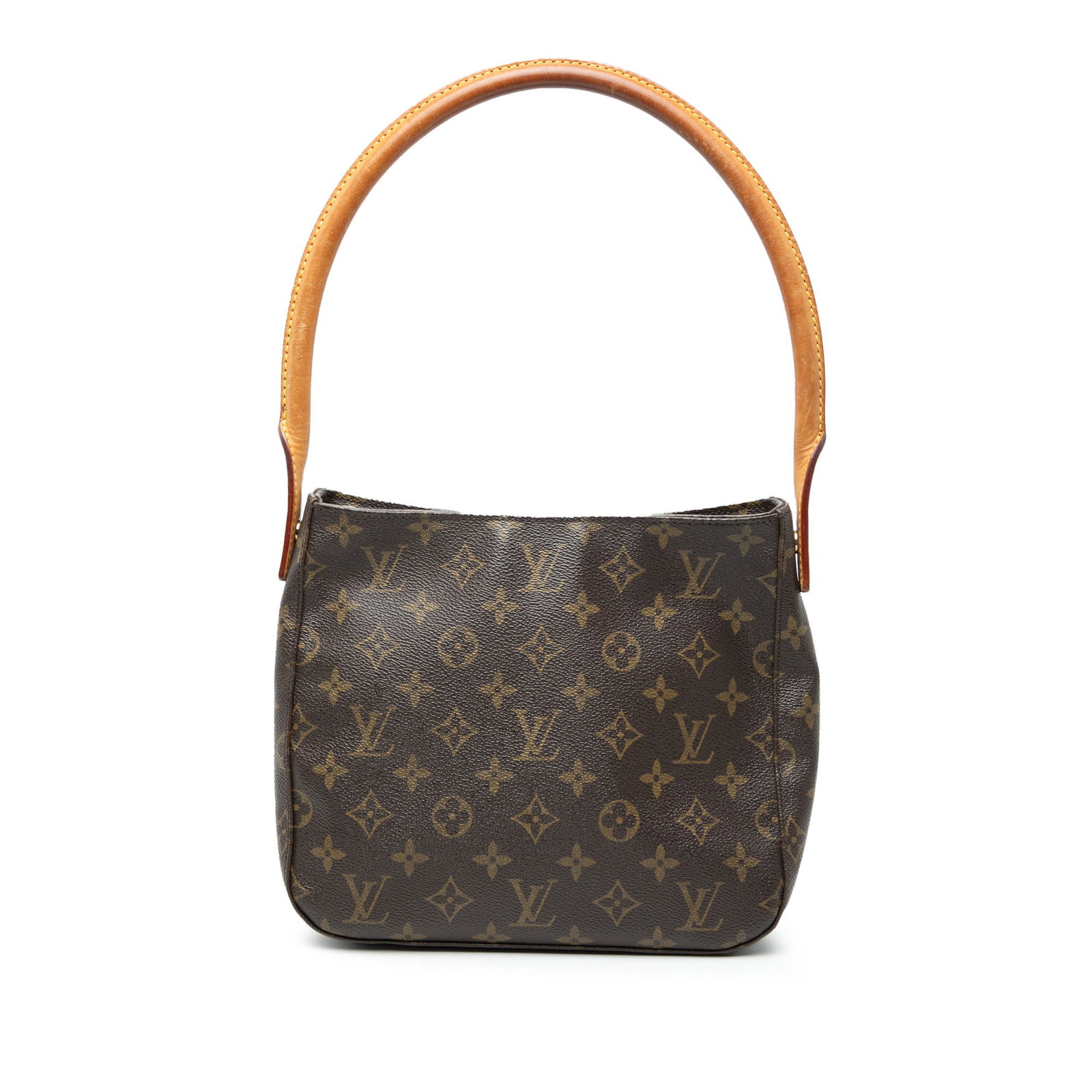 Louis Vuitton Looping MM Monogram Shoulder Bag: Louis Vuitton Looping MM Monogram Shoulder Bag Louis Vuitton Monogram Looping MM shoulder bag with a monogram canvas body, rolled vachetta leather shoulder strap, top zip closure, and interior zip and