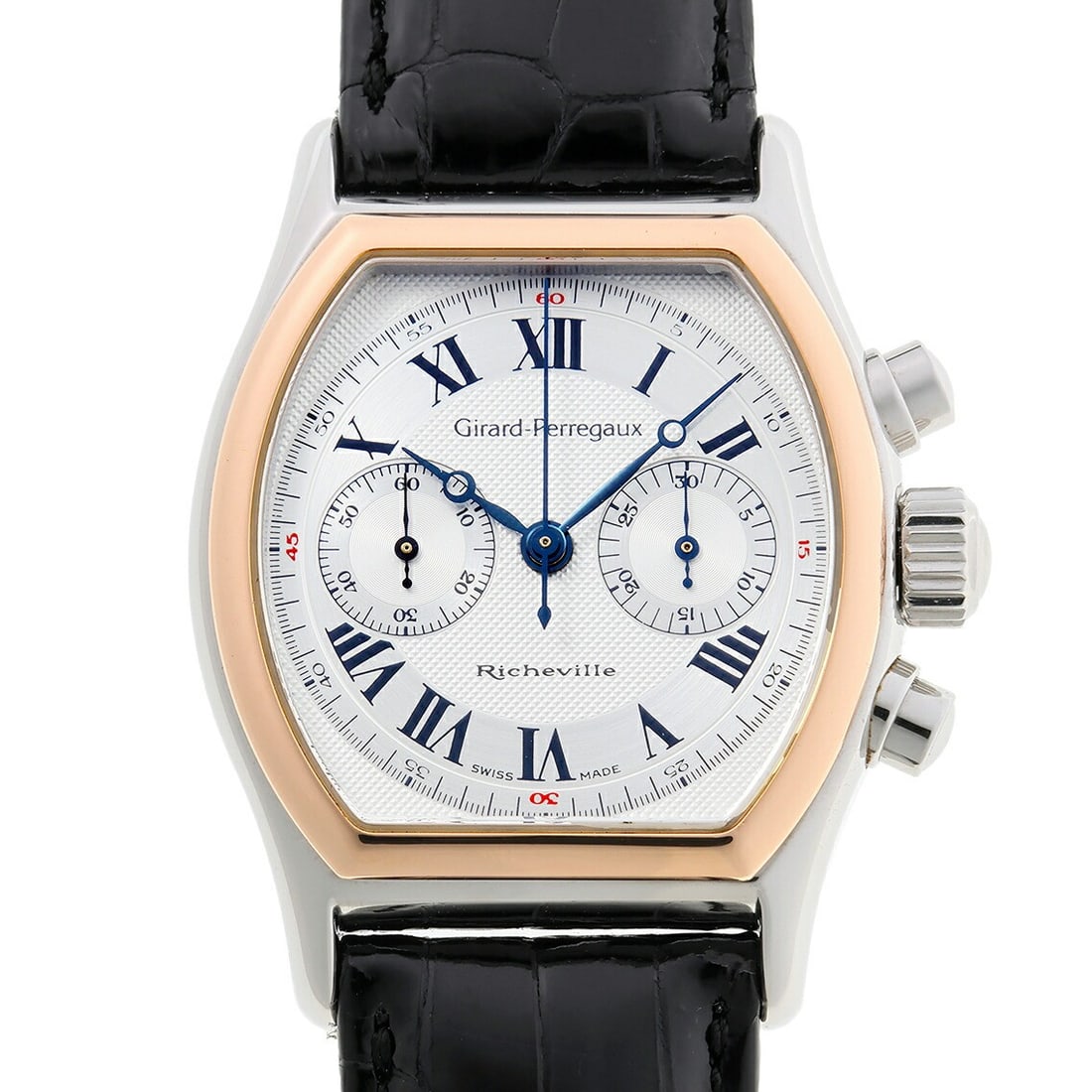 Girard Perregaux Richeville 2710 Tonneau Chronograph 18K Pink Gold Steel (1 of 7)