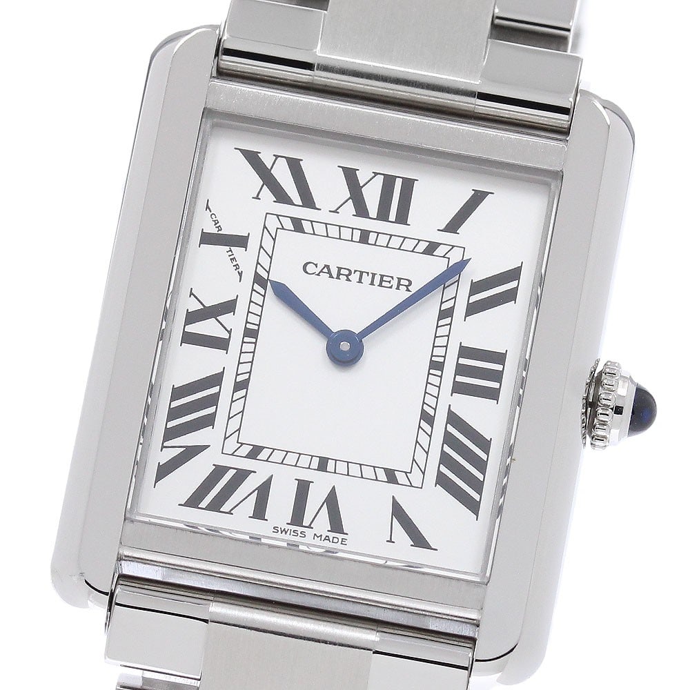 Cartier Tank Solo SM Ladies Quartz Watch SS Silver Dial W5200013 (1 of 6)