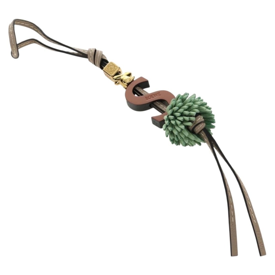 LOEWE leather bag charm gray and gold made in Spain: LOEWE leather bag charm gray and gold made in Spain Authentic LOEWE bag charm in gray leather with gold-tone accents. Made in Spain, this women's accessory has a clean, versatile look for adding detai