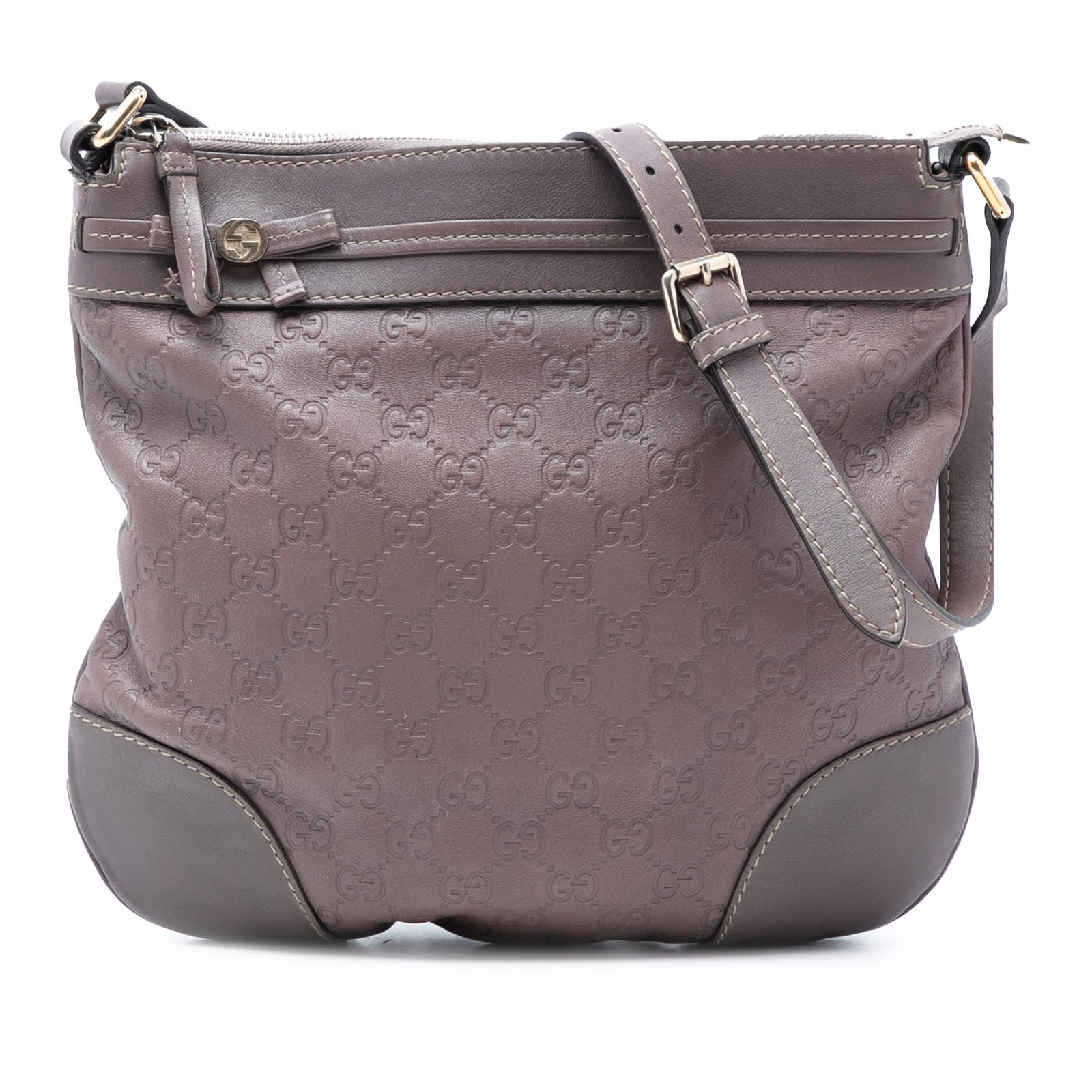 Gucci Mayfair Brown Embossed Leather Crossbody Shoulder Bag: Gucci Mayfair Brown Embossed Leather Crossbody Shoulder Bag The Mayfair crossbody bag features an embossed leather exterior, a flat leather shoulder strap, a top zip closure, and interior zip and slip