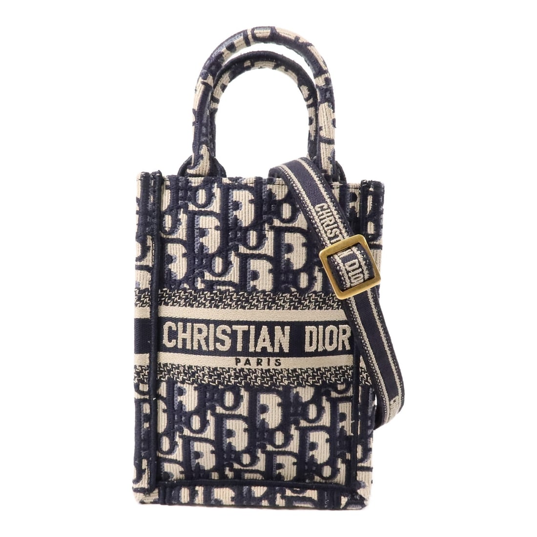 Christian Dior Mini Book Tote Canvas Blue 2 Way Shoulder Bag: Christian Dior Mini Book Tote Canvas Blue 2 Way Shoulder Bag A Christian Dior Book Tote Mini 2 Way Shoulder Bag in blue canvas with a blue-and-blue colorway. This bag features a handle and shoulder