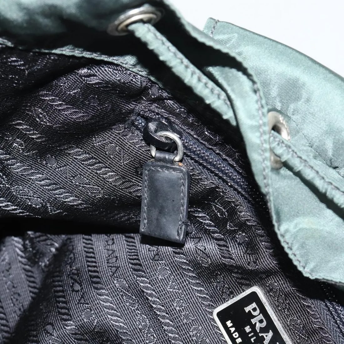 Prada Double Front Pocket Green Nylon Backpack - 13