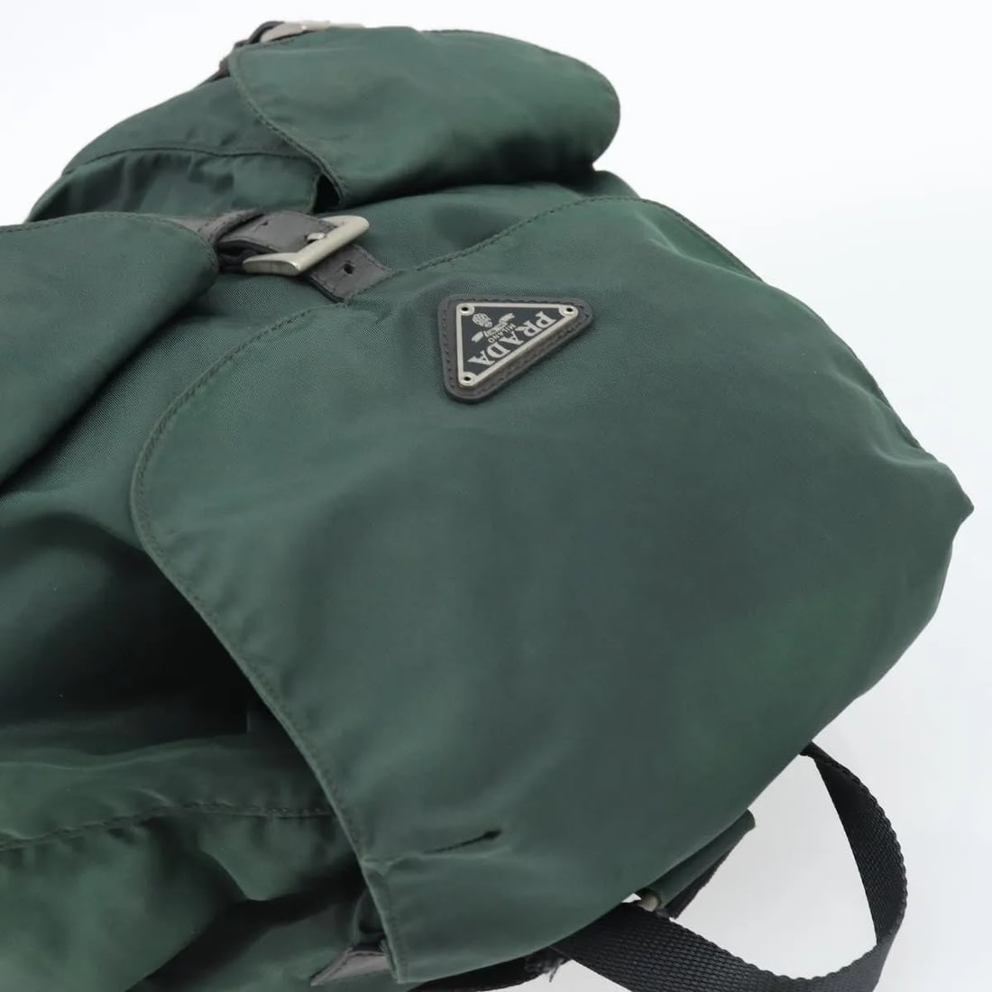 Prada Double Front Pocket Green Nylon Backpack - 15
