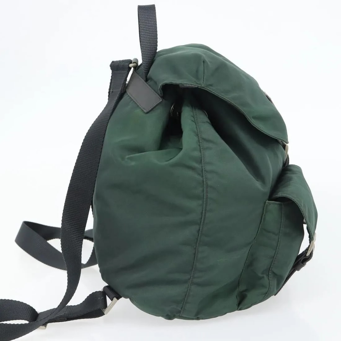 Prada Double Front Pocket Green Nylon Backpack - 3