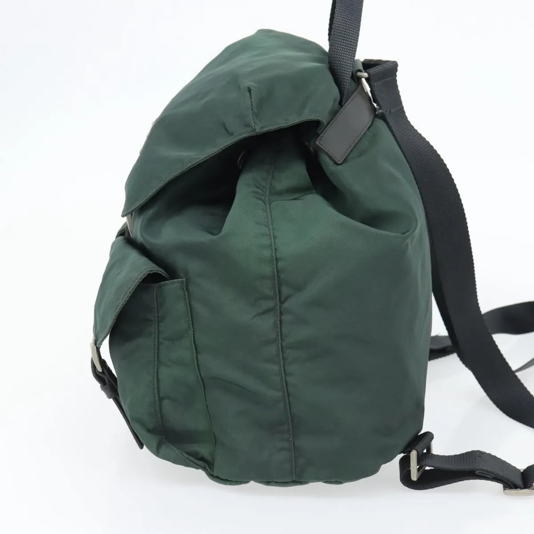 Prada Double Front Pocket Green Nylon Backpack - 4