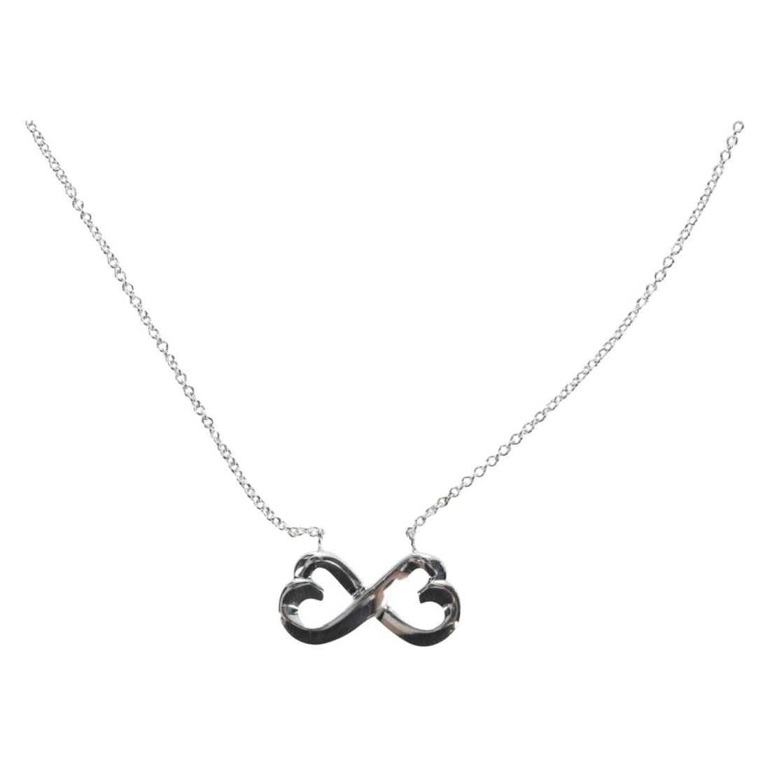 Tiffany Co Ag925 Silver Double Heart Necklace 44cm with Box Dust Bag (1 of 15)