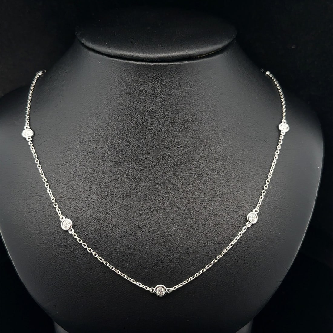 14k White Gold Diamond By The Yard Necklace 10 Station 0.85ctw (1 of 5)