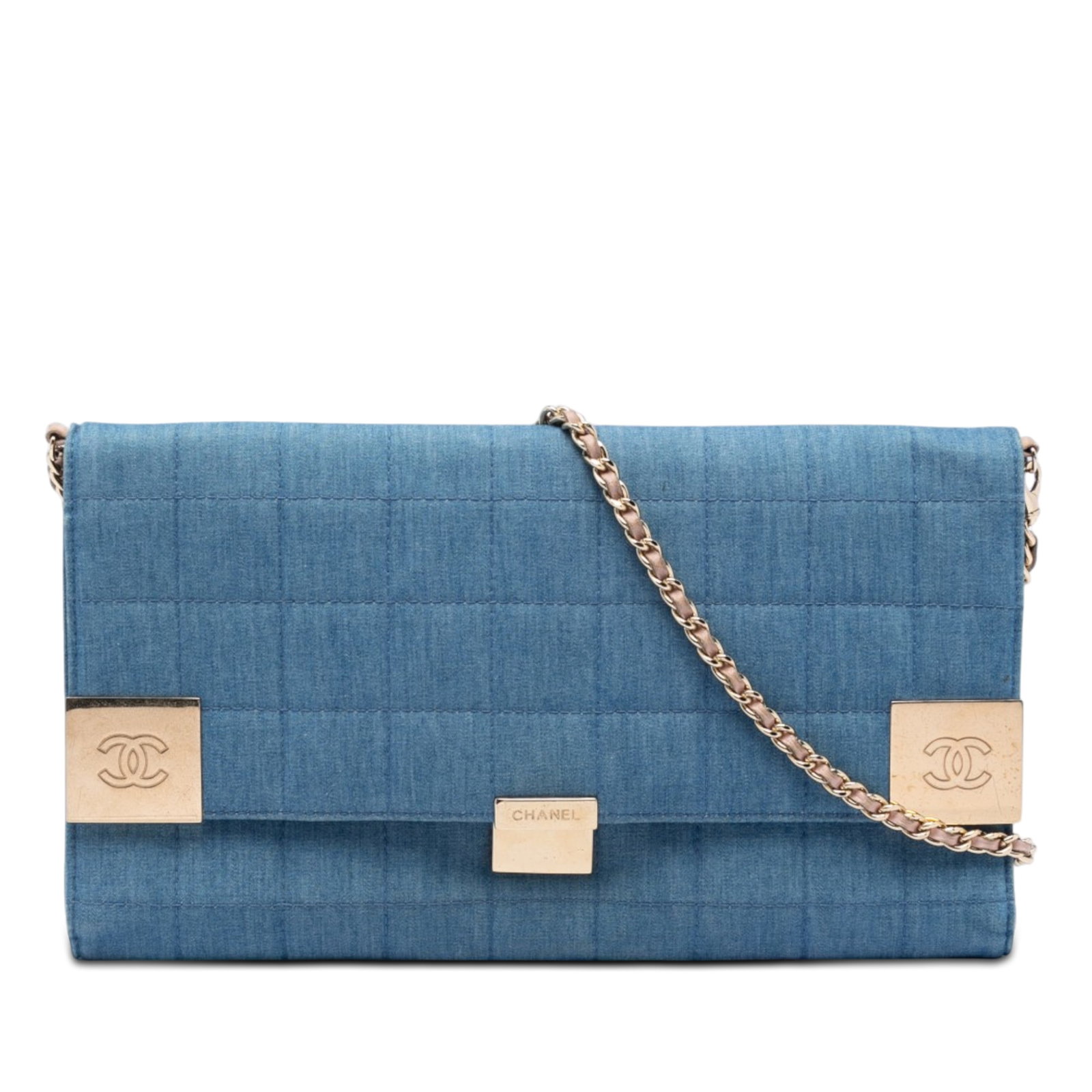 Chanel CC Chocolate Bar Blue Denim Shoulder Bag (1 of 7)