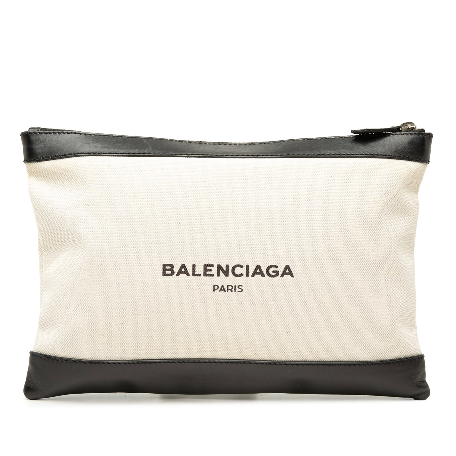 Balenciaga Navy Clip M canvas clutch with leather trim (1 of 7)