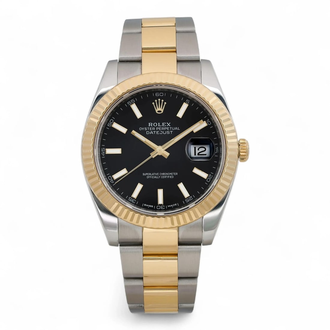 Rolex Datejust 41mm Black Dial Two-Tone Steel Yellow Gold Automatic Men's Watch 126333: Rolex Datejust 41mm Black Dial Two-Tone Steel Yellow Gold Automatic Men's Watch 126333 This Rolex Datejust 41 men's wristwatch features a striking black dial with stick indexes and luminous hands. Cra