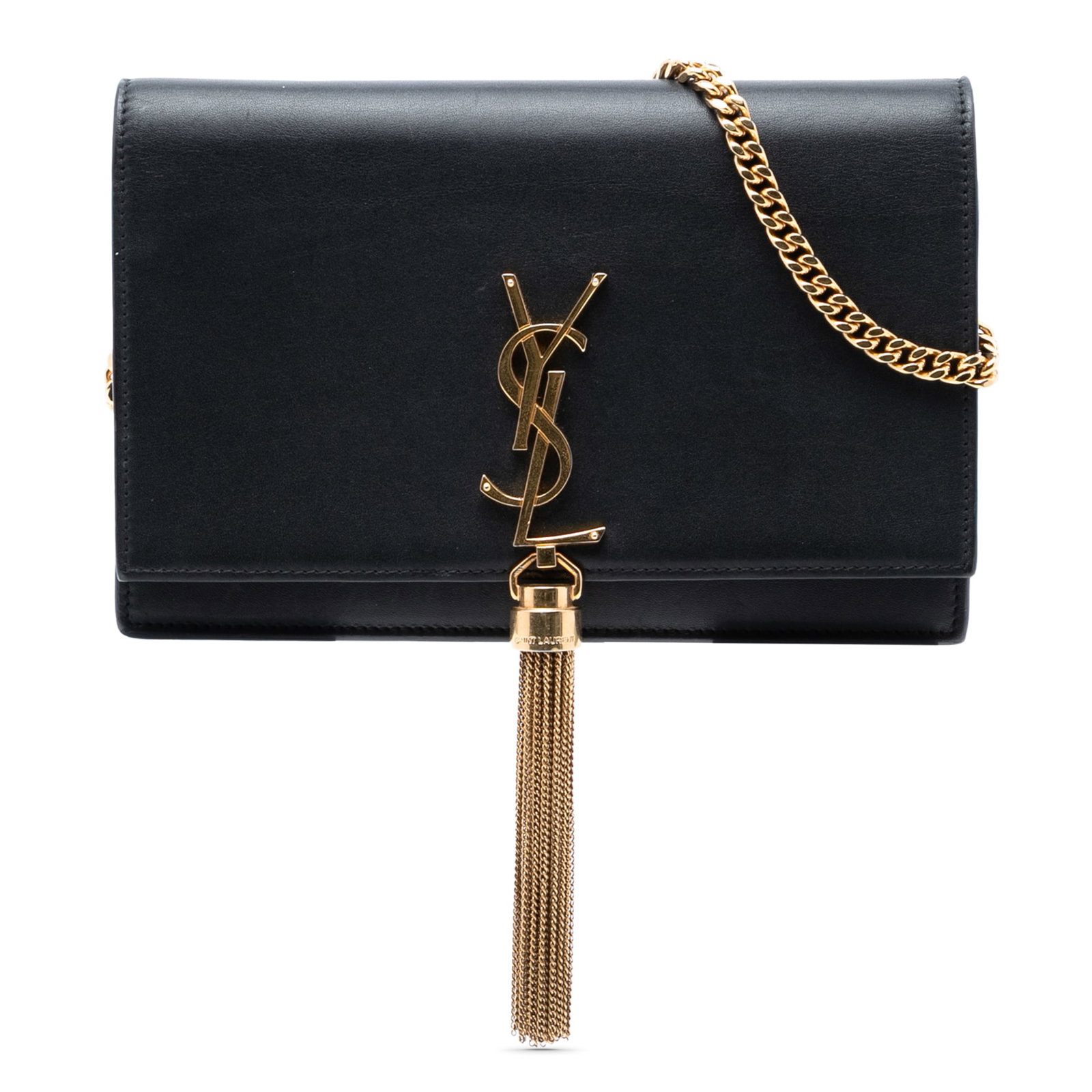 Saint Laurent Kate Small Black Leather Chain Shoulder Bag with Tassel (1 of 7)