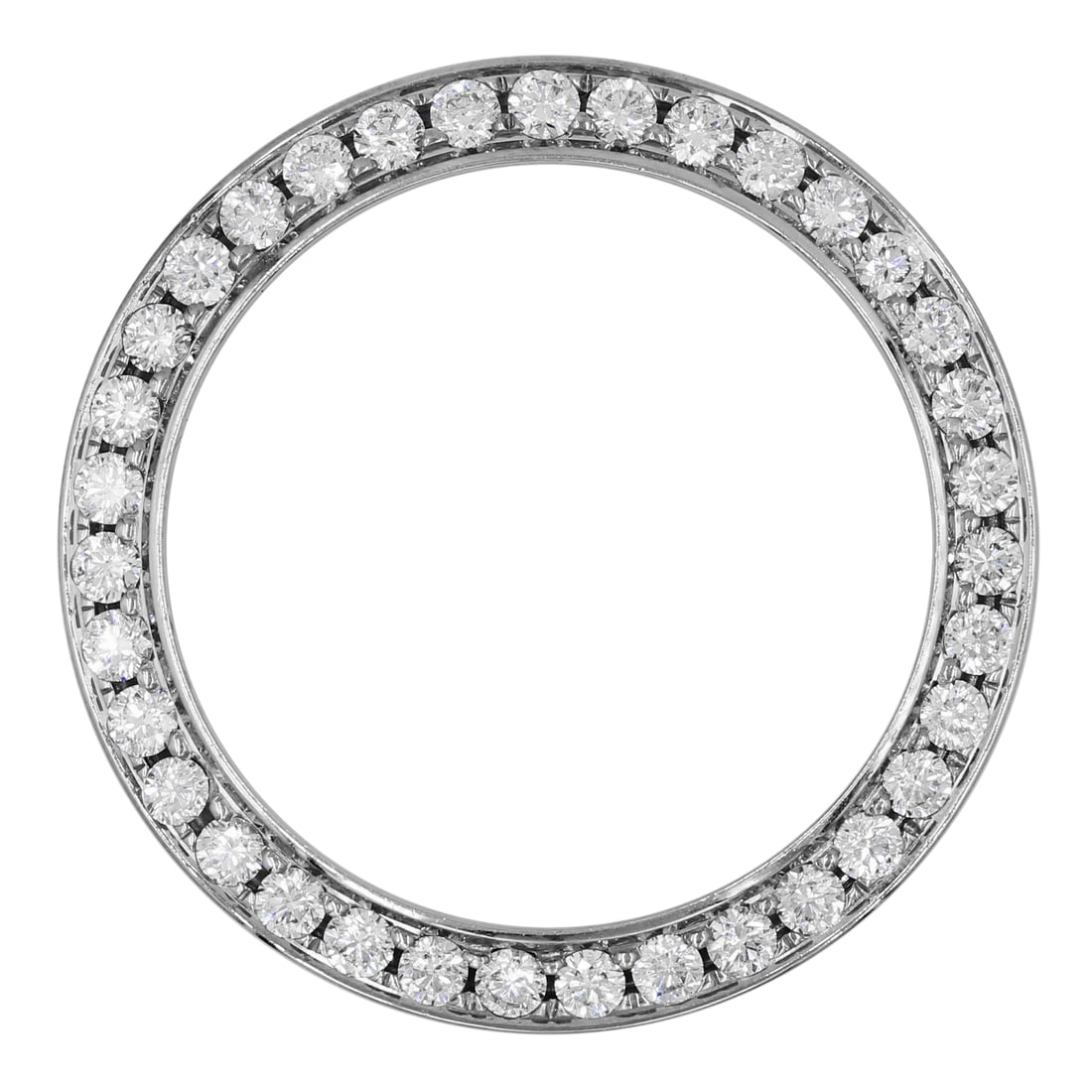 Rolex 31mm Custom Steel Bezel with 2.50ct Diamonds F-G SI1-SI2: Rolex 31mm Custom Steel Bezel with 2.50ct Diamonds F-G SI1-SI2 Elevate your Rolex watch with this exquisite 31mm diamond bezel, crafted to perfection. This custom-made steel bezel features hand-set ro