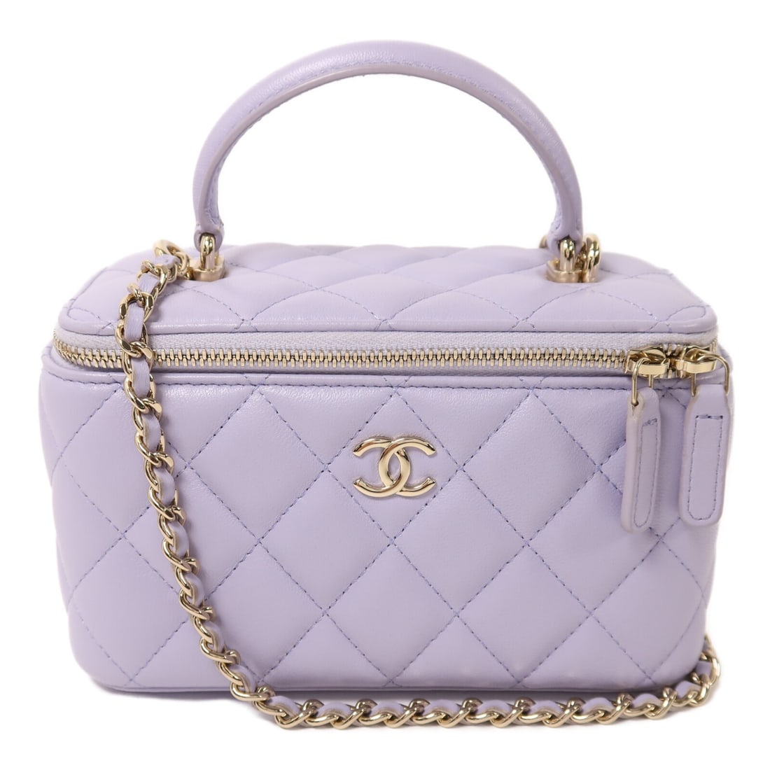CHANEL AP2199 Vanity Case Lambskin Purple 2 Way Chain Bag (1 of 15)