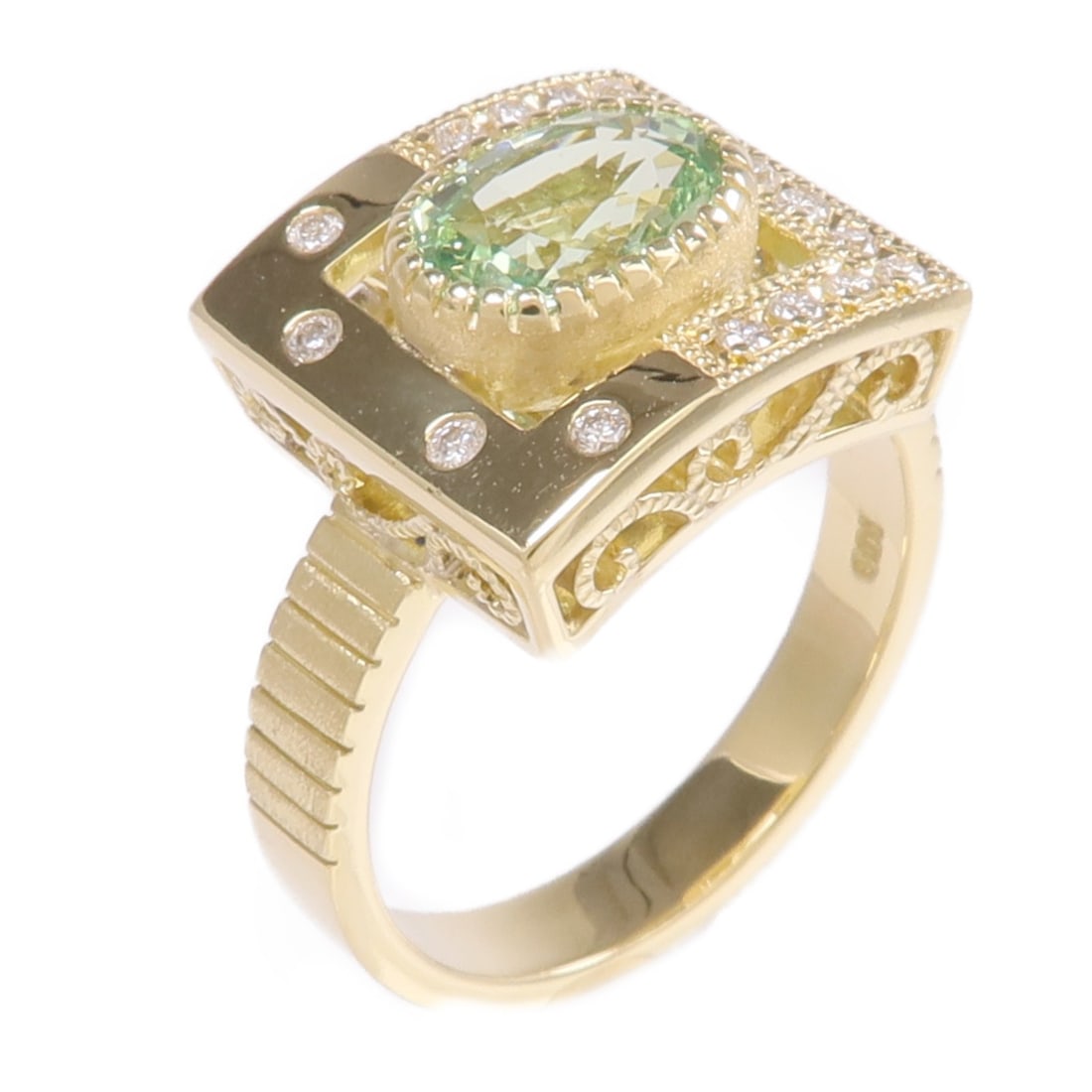 18K Yellow Gold Garnet Diamond Ring Size 7 Women (1 of 8)