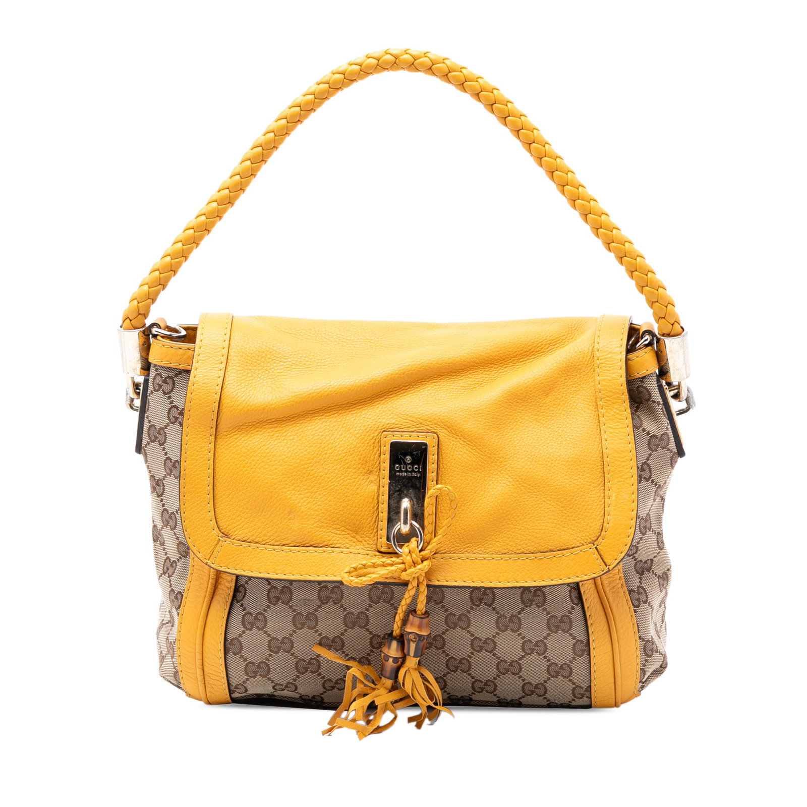 Gucci Bella Satchel Bag with GG Canvas and Leather Trim (1 of 7)