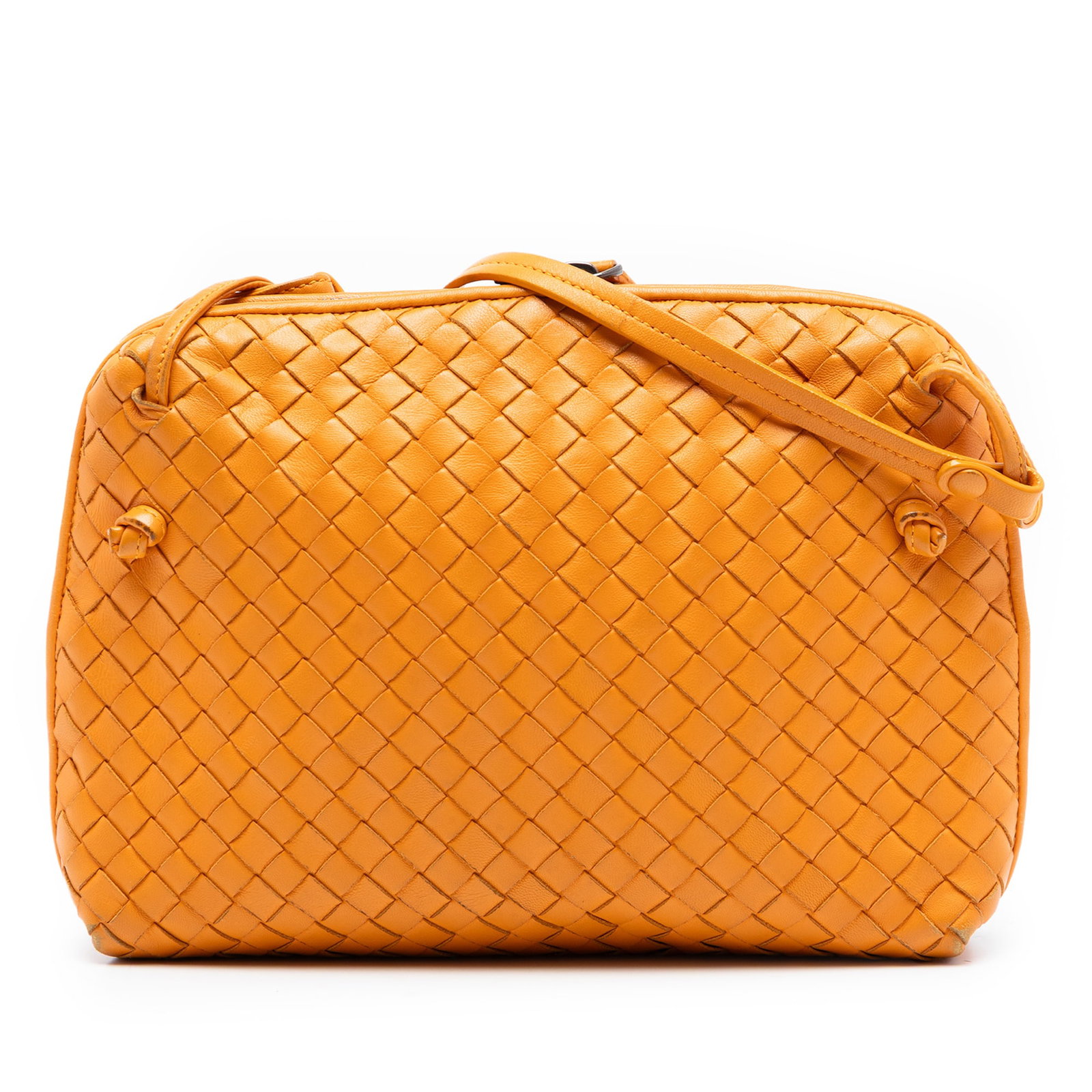 Bottega Veneta Nodini Woven Leather Orange Crossbody Bag (1 of 7)