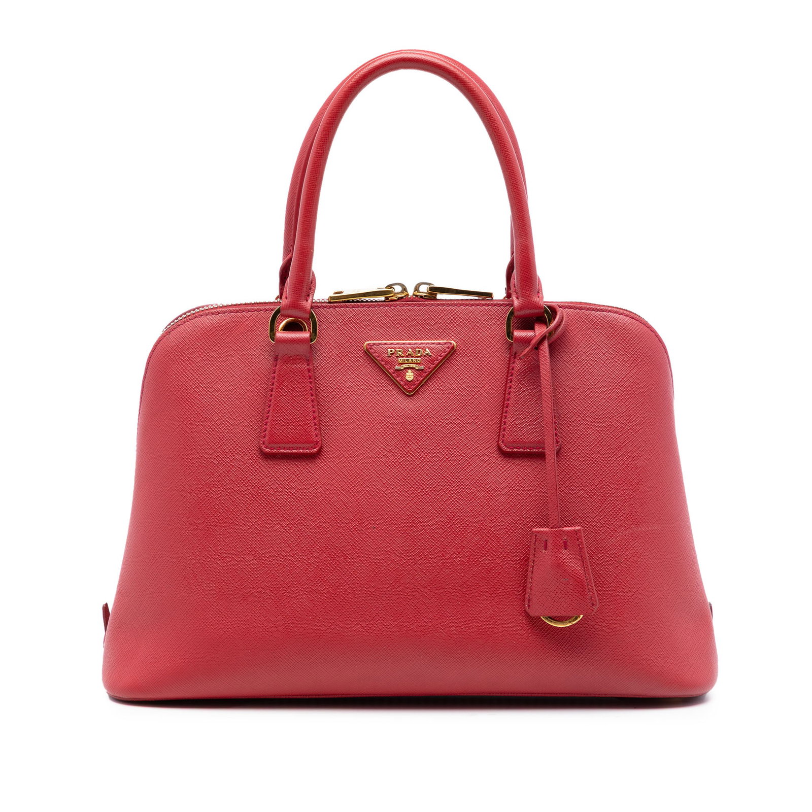 Prada Promenade Medium Saffiano Lux Leather Satchel Red: Prada Promenade Medium Saffiano Lux Leather Satchel Red This Prada Medium Saffiano Lux Promenade Satchel is crafted in saffiano leather with rolled leather handles and an open top with magnetic snap c
