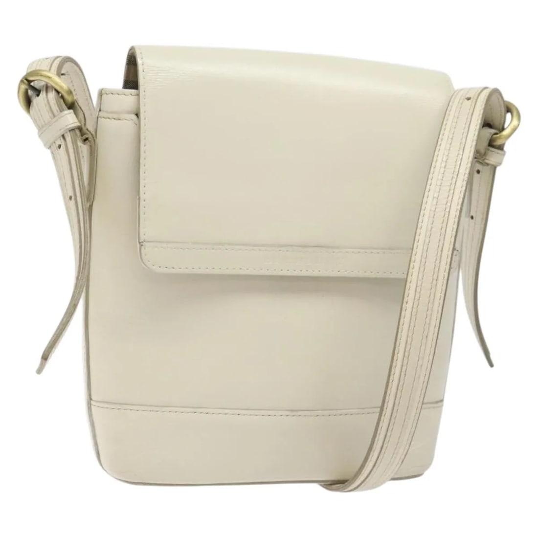 Burberry White Leather Flap Shoulder Bag 18cm x 19cm x 5.5cm: Burberry White Leather Flap Shoulder Bag 18cm x 19cm x 5.5cm This Burberry flap shoulder bag is crafted from white leather, designed for women. It features a flap closure and a shoulder strap. The bag