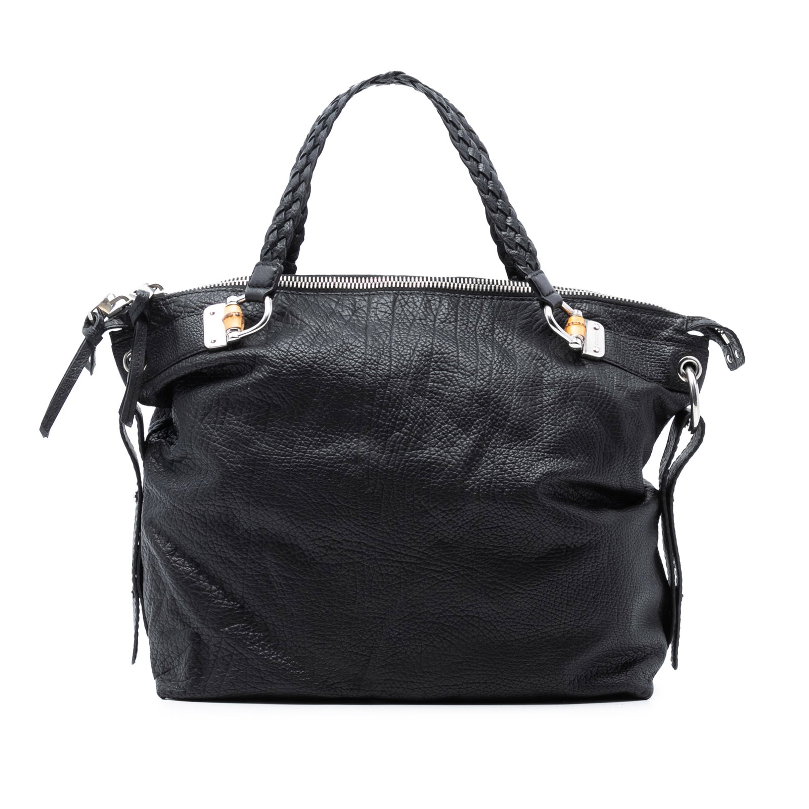 Gucci Bamboo Bar Black Leather Tote Bag Large Model Italy (1 of 7)