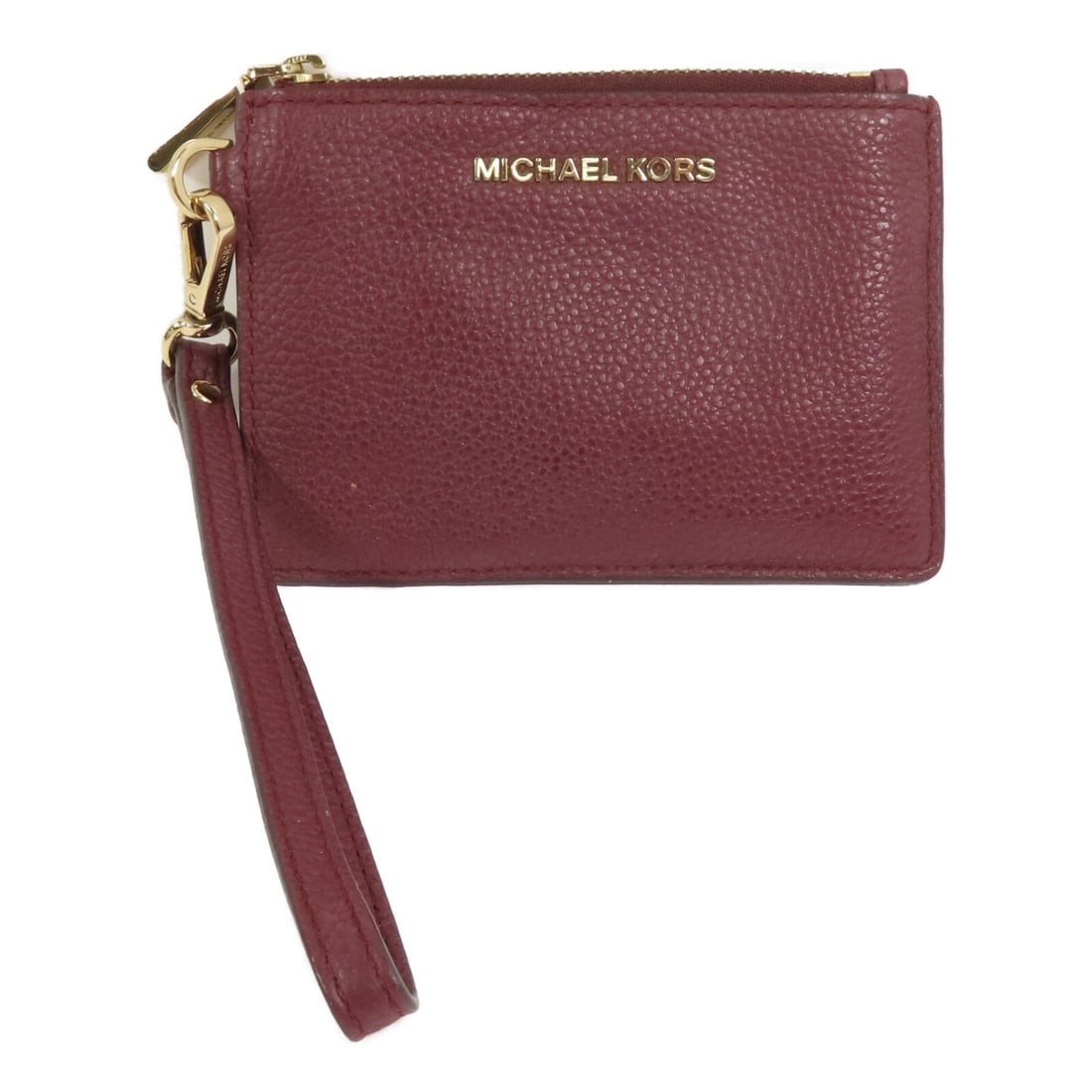 Michael Kors red calfskin card holder with handle gold tone (1 of 10)