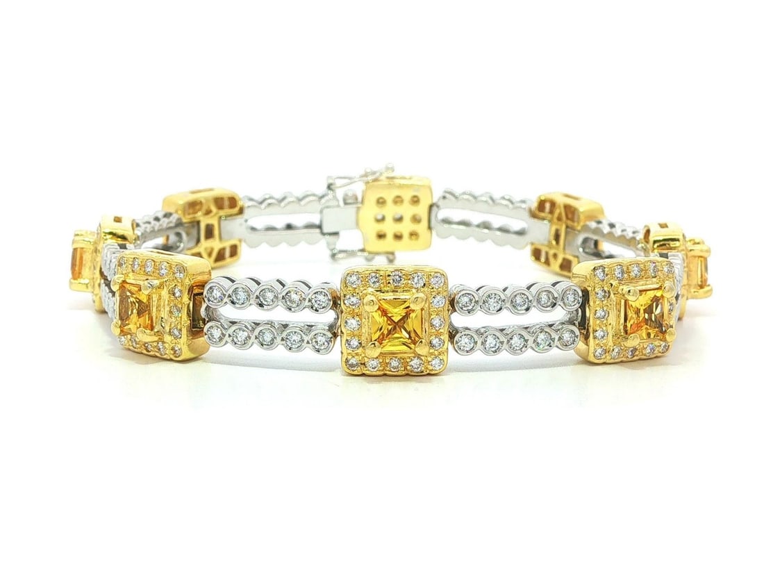 Greg Ruth 18k Yellow Gold Dual Row Sapphire Diamond Bracelet (1 of 11)