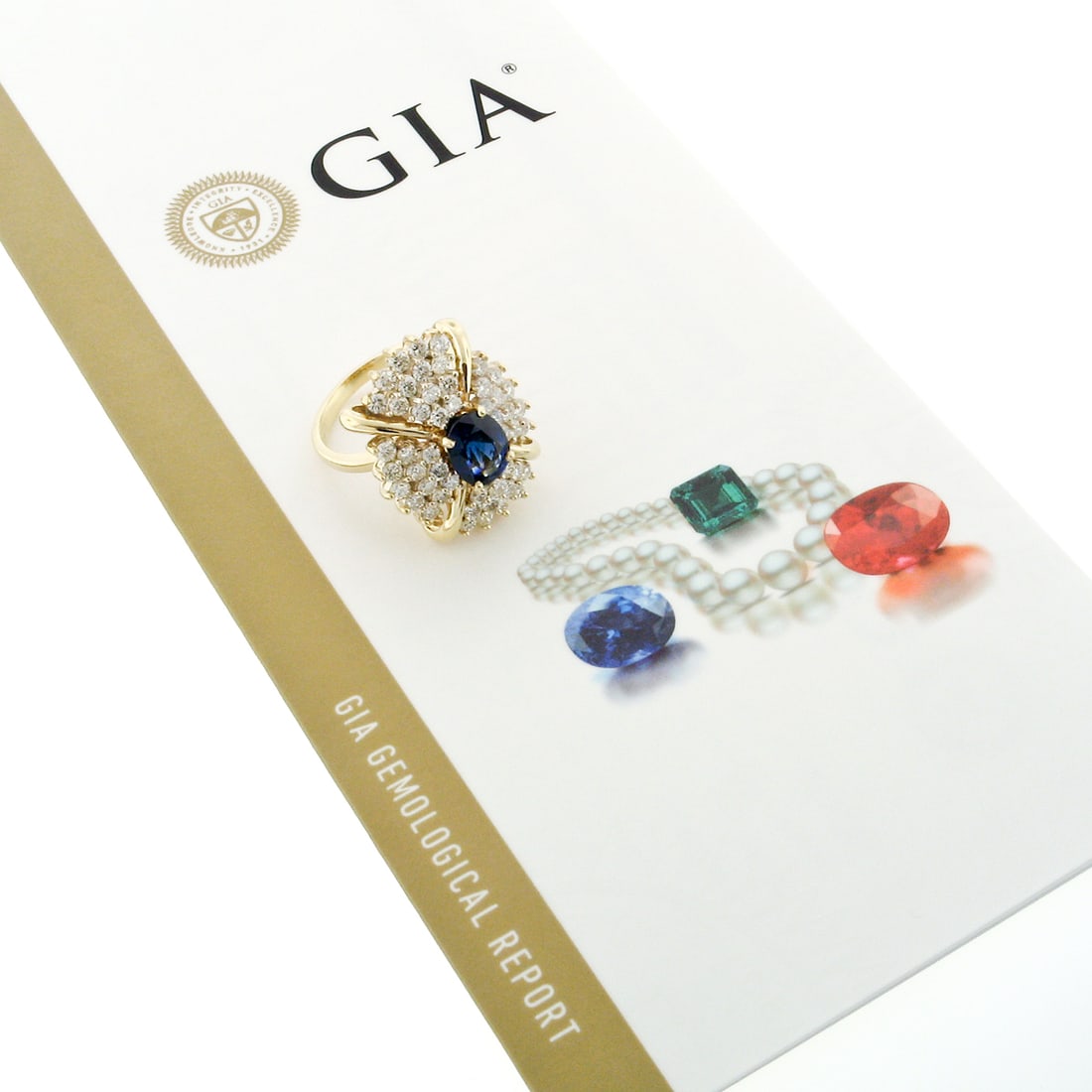 Vintage 14k Yellow Gold 6.24ct GIA Oval Ceylon Sapphire Diamond Ring (1 of 10)