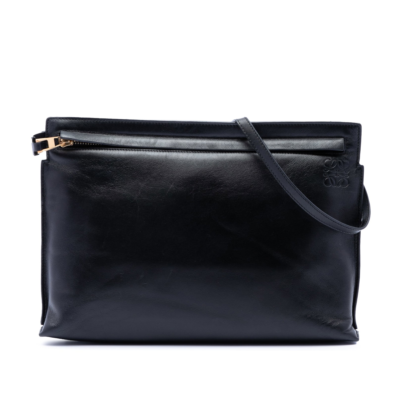 LOEWE Nappa Anagram T Pouch Leather Crossbody Bag Black (1 of 6)